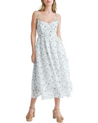All In Favor - Floral Tie Strap Cotton Blend Sundress In At Nordstrom, Size Medium - Lyst