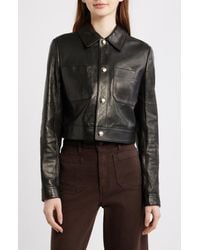 FRAME - The Small Crop Leather Jacket - Lyst