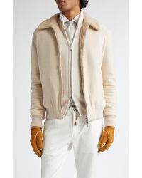 Eleventy - Boiled Wool & Genuine Shearling Bomber Jacket - Lyst