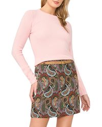 Halogen® - Button Cuff Rib Crewneck Sweater - Lyst