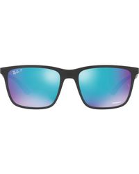 Ray-Ban - 58Mm Mirrored Polarized Rectangular Sunglasses - Lyst