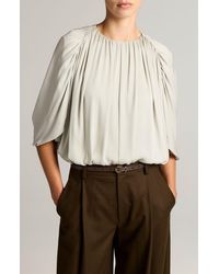 Vince - Stretch-Silk Cape-Sleeve Bubble Blouse - Lyst