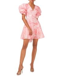 1.STATE - Floral Tiered Bubble Sleeve Minidress - Lyst