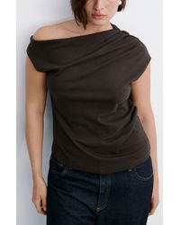 Mango - Ruched One-Shoulder Top - Lyst