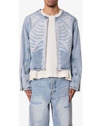 MNML - Skeleton Denim Moto Jacket - Lyst