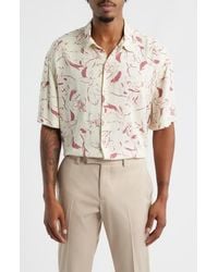 Open Edit - Floral Short Sleeve Button-Up Shirt - Lyst