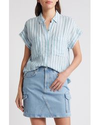 Rails - Cito Stripe Short Sleeve Linen Blend Button-up Shirt - Lyst