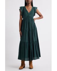 Treasure & Bond - Crinkle Finish Flutter Sleeve Maxi Dress - Lyst