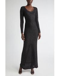 St. John - Nicoline Long Sleeve Sequin Stretch Knit Gown - Lyst