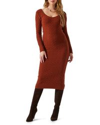 Astr - Regina Cutout Long Sleeve Midi Sweater Dress - Lyst
