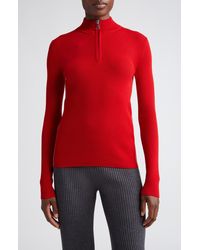 Moncler - Turtleneck Virgin Wool Quarter Zip Sweater - Lyst