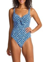 Tommy Bahama - Island Cays Shell Cove Tie Front One-Piece Swimsuit - Lyst