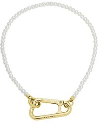 AllSaints - Imitation Pearl Carabiner Collar Necklace - Lyst