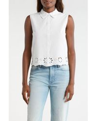 Lucky Brand - Sleeveless Eyelet Button Front Top - Lyst