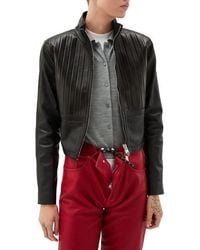 Versace - Crop Plonge Leather Jacket - Lyst