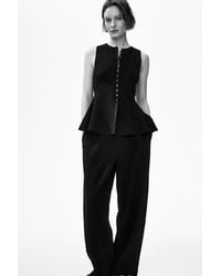 H&M - Rib-Knit Peplum Sleeveless Top - Lyst