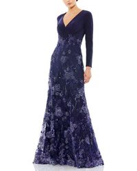 Mac Duggal - Embellished Long Sleeve Wrap Over Trumpet Gown - Lyst