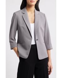 Kasper - Rolled Sleeves Stretch Crepe One-Button Blazer - Lyst