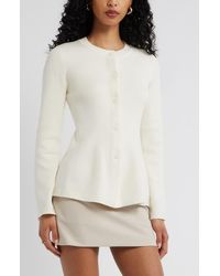 Open Edit - Button Front Peplum Cardigan - Lyst