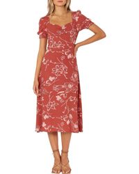 Petal & Pup - Franklin Floral Puff Sleeve Midi Dress - Lyst