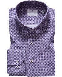 Emanuel Berg - 4flex Slim Fit Medallion Print Knit Button-up Shirt - Lyst