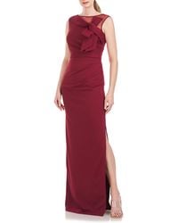 JS Collections - Kirsten Bow Neckline Crepe Column Gown - Lyst