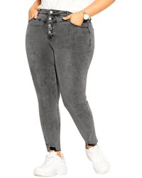 City Chic - Exposed Button Fly Skinny Jeans - Lyst