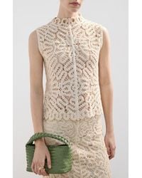 Mango - Setenta Openwork Knit Mock Neck Top - Lyst