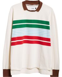 Drake's - Long Sleeve Stripe Cotton Rugby T-shirt - Lyst