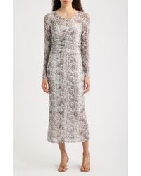 Sam Edelman - Snakeskin Print Long Sleeve Maxi Dress - Lyst