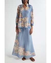 Zimmermann - Cascadian Bias Cut Linen Maxi Skirt - Lyst