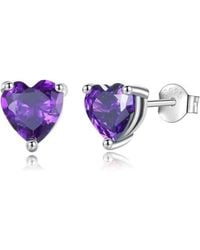 Donatello Gian - Solid Sterling Created Gemstone Heart Stud Earrings - Lyst