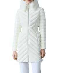 Mackage - Water Repellent Chevron Quilted Down Coat With Removable Genuine Shearling Collar - Lyst