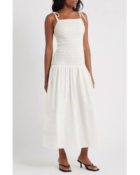 TOPSHOP - Shirred Linen Midi Sundress - Lyst