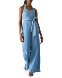Steve Madden - Artie Halter Neck Denim Jumpsuit - Lyst