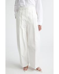 Jil Sander - Pleated Cotton & Silk Straight Leg Pants - Lyst