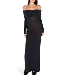 Skims - Sheer Modal Off The Shoulder Long Sleeve Maxi Dress - Lyst