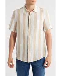 Nordstrom - Stripe Short Sleeve Linen Button-Up Shirt - Lyst