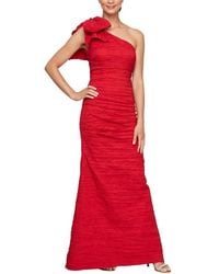 Alex Evenings - Bow-detail One-shoulder Scuba-crepe Gown - Lyst