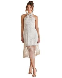 Coast - Broderie Embellished Fringe Halter Dress - Lyst