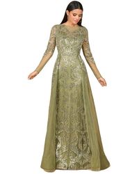 LARA New York - Long Sleeve Gown With Overskirt & High Neck - Lyst