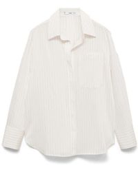 Mango - Stripe Sheer Long-Sleeve Button-Up Shirt - Lyst