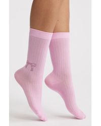High Heel Jungle - Sabrina Crystal Bow Crew Socks - Lyst