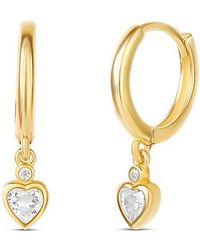 SHYMI - Mini Bezel Drop Huggie Hoop Earrings - Lyst