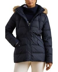 Ralph Lauren - Faux Fur Trim Down & Feather Fill Puffer Coat - Lyst