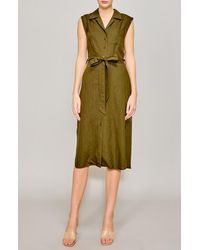 MELLODAY - Roll Sleeve Linen Blend Midi Shirtdress - Lyst