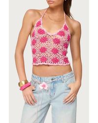 Edikted - Floral Crochet Halter Top - Lyst
