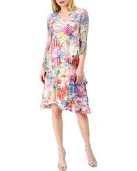 Komarov - Floral Three-quarter Sleeve Dress - Lyst