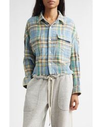 R13 - Plaid Fray Hem Crop Button-Up Work Shirt - Lyst
