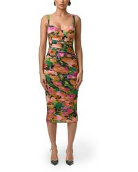 Naked Wardrobe - Floral Sleeveless Open Back Body-Con Dress - Lyst